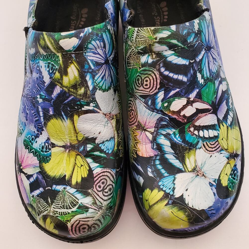 Spring Step Clogs Womens 6.5 Black Butterflies Comfort Skid Resistant - Picture 10 of 15